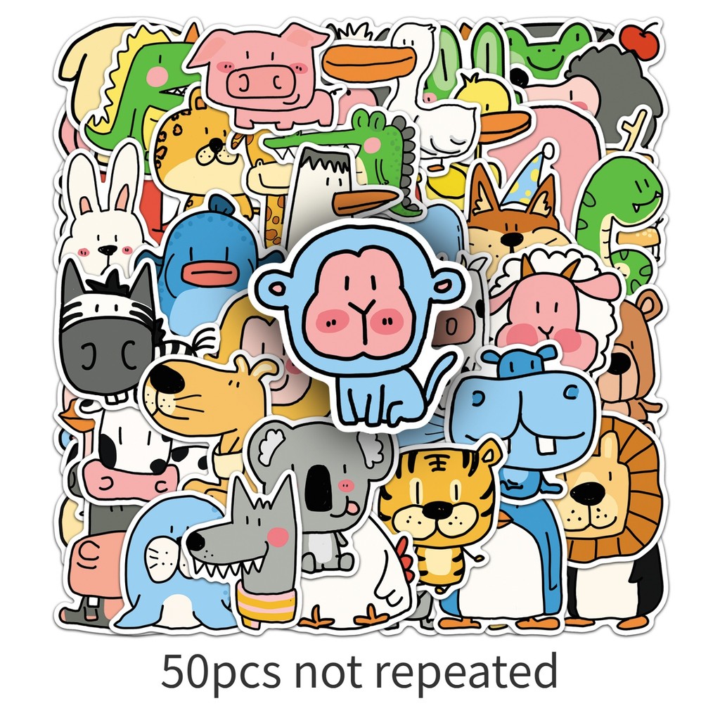 Pet Supplies Zoo - 50Sheets Zoo Animal Stickers Cute Minimalist