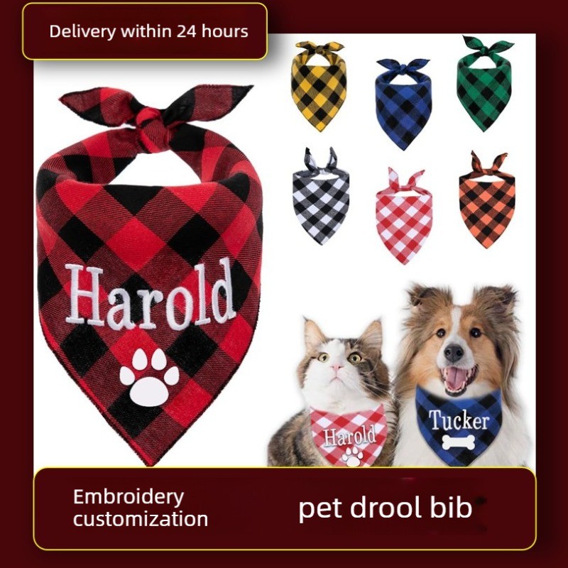 Dog Bandana Scarf - Embroidery Name Dog Bandana Custom Pet
