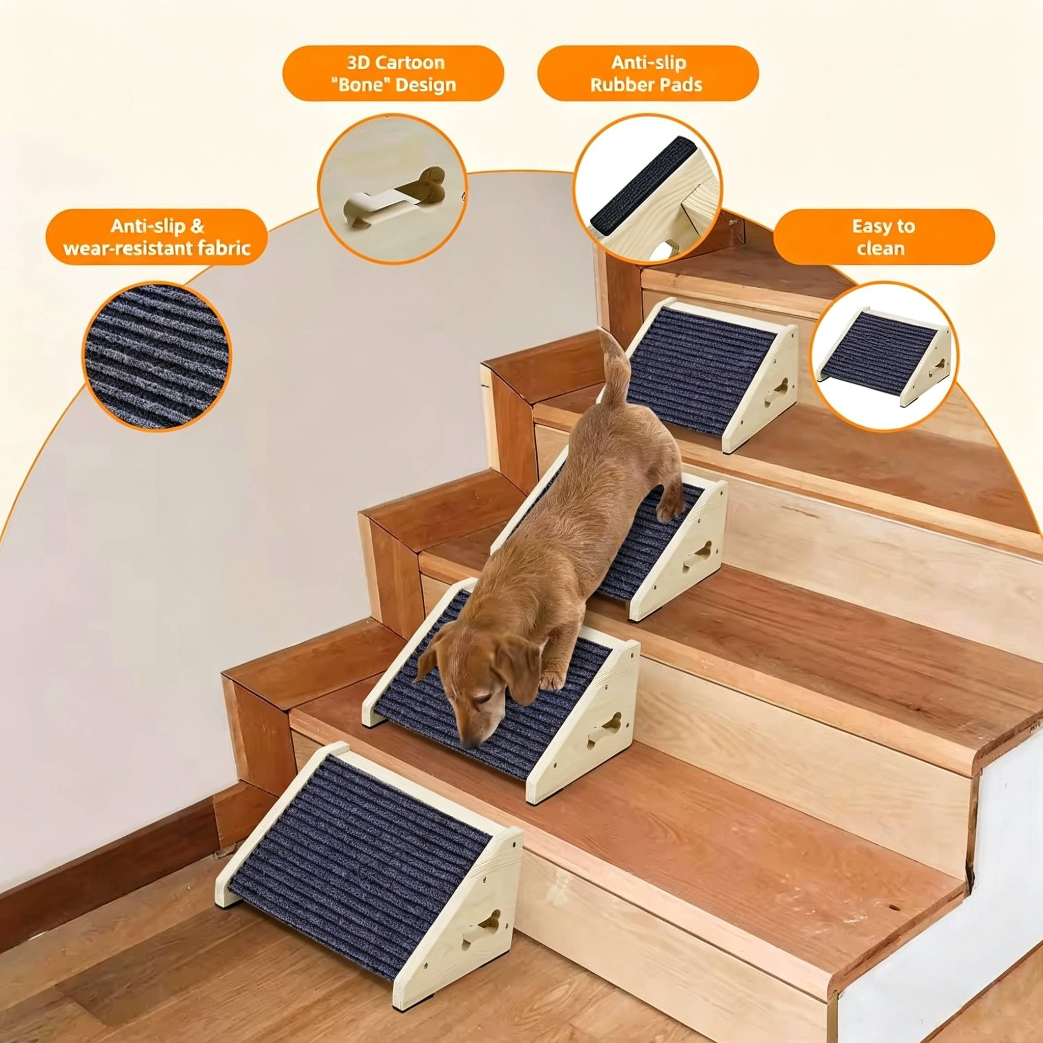 Wooden Dog Stairs Dog Ramps Sm - Calming Dog Bed recension och pris