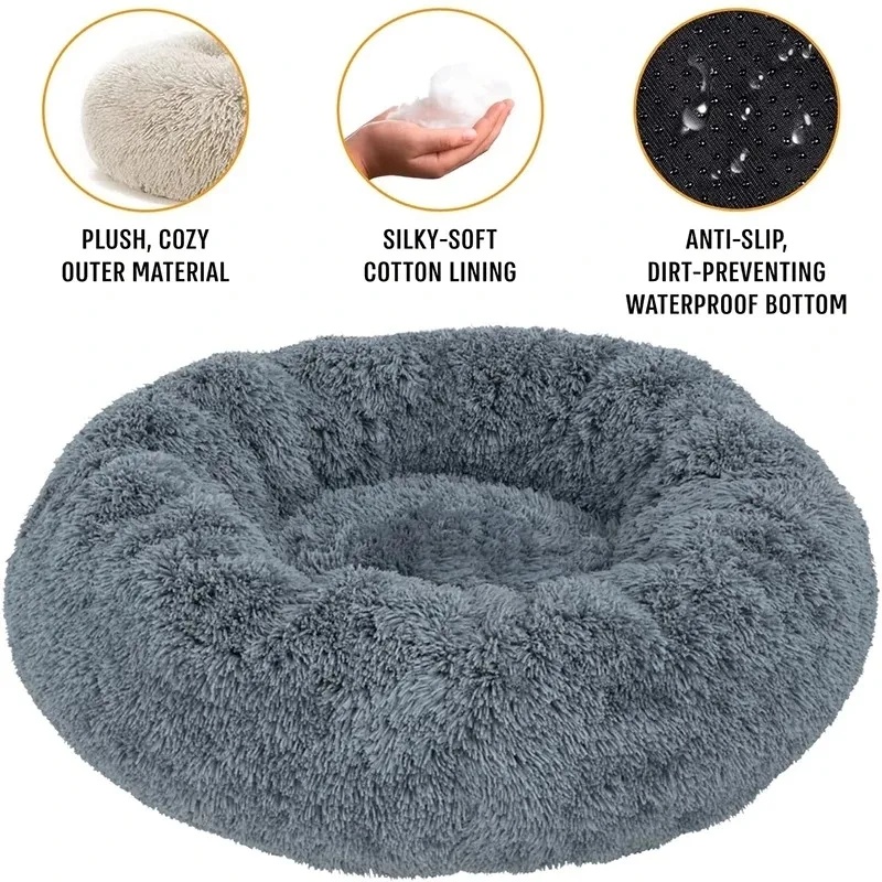 Round Plush Dog Bed Winter War - Calming Dog Bed recension och pris