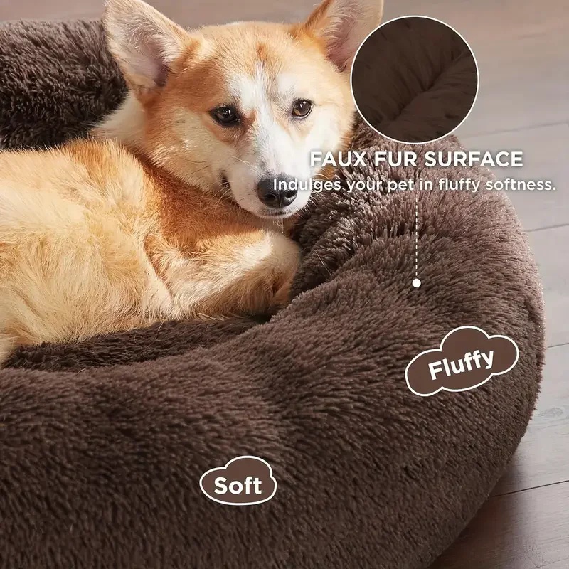 Round Plush Dog Bed Winter War - Calming Dog Bed recension och pris