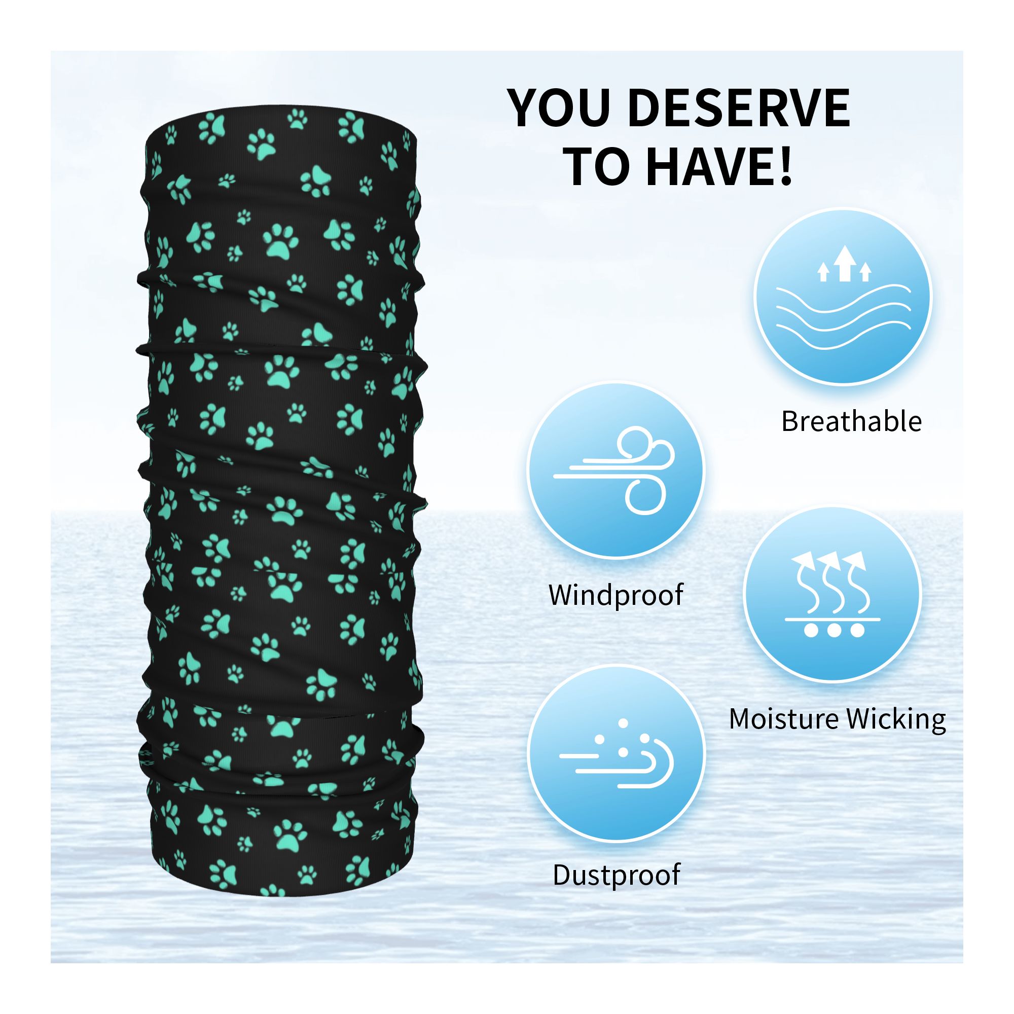Custom Aqua Dog Paw Print Patt - Dog Bandana Scarf recension och pris